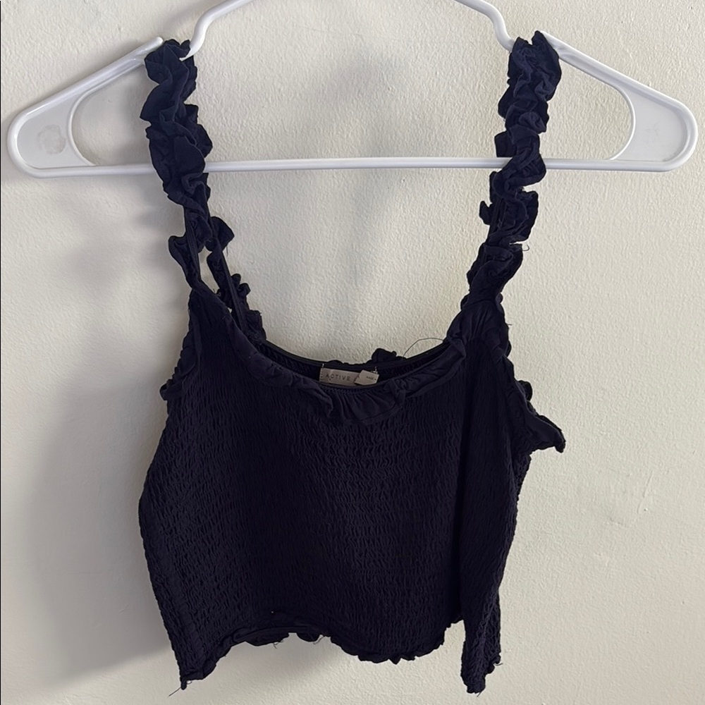 Navy Ruffled Women's Top